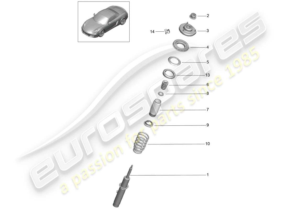 porsche boxster 981 (2013) vibration damper parts diagram