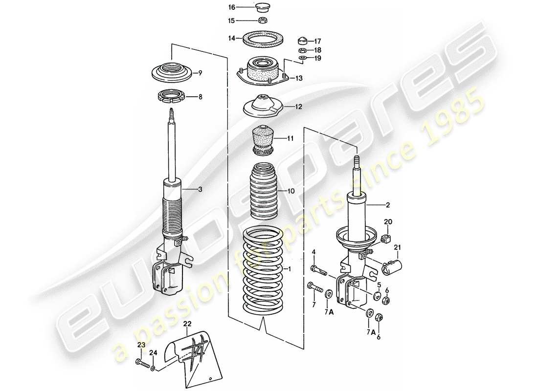 porsche 968 (1992) suspension - shock absorber part diagram
