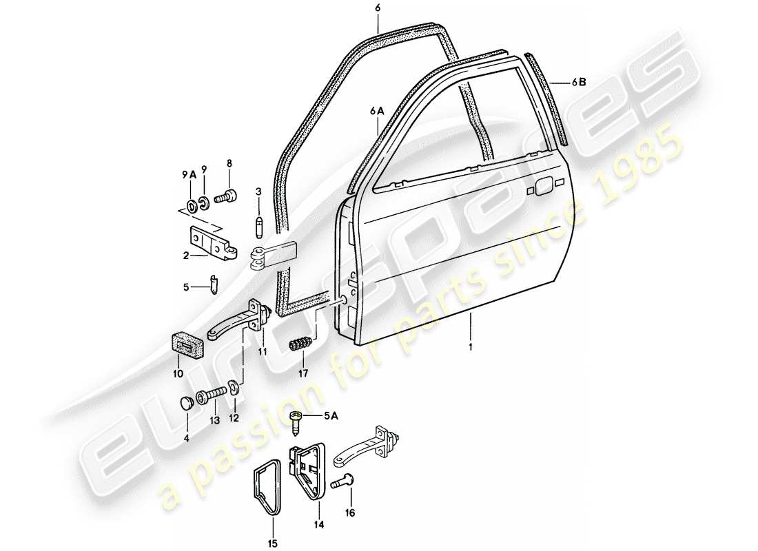 porsche 924 (1976) door parts diagram