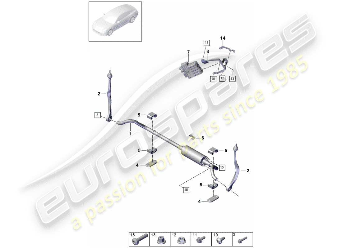 porsche panamera 971 (2019) stabilizer parts diagram