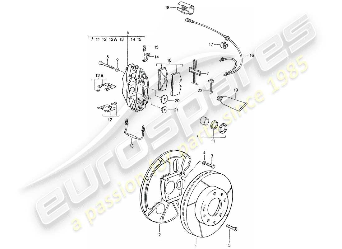 porsche 928 (1993) disc brakes - see technical information - gr.4 nr. 1/89 part diagram