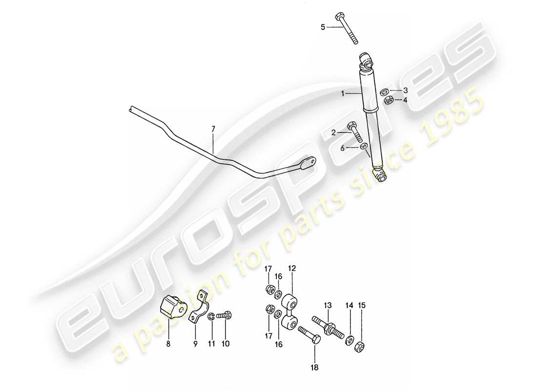 porsche 944 (1989) vibration damper - stabilizer part diagram