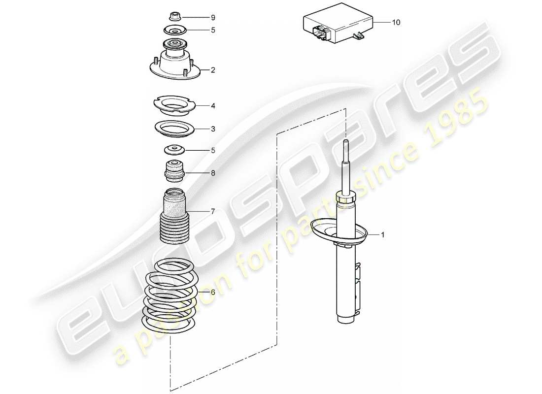 porsche boxster 987 (2007) shock absorber parts diagram