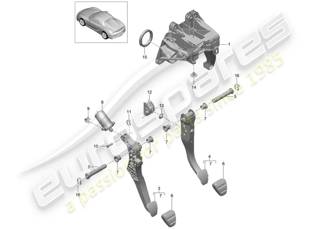 porsche 2016 pedals parts diagram