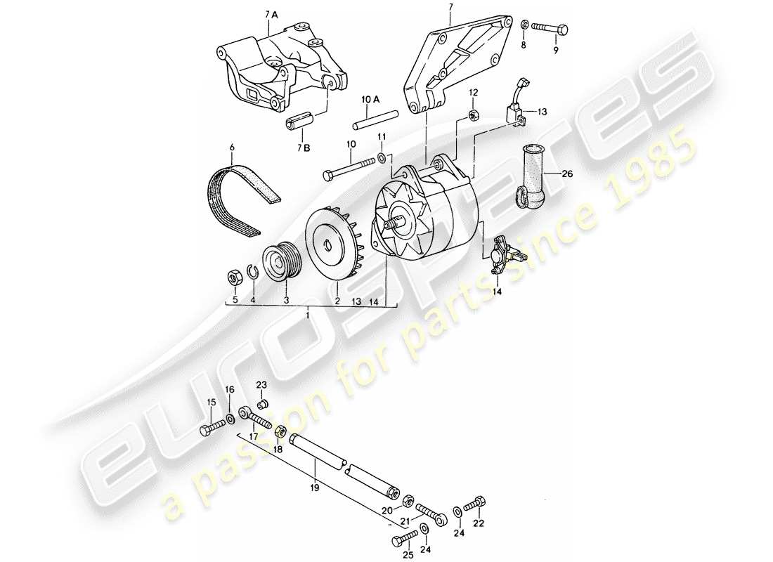 porsche 968 (1992) alternator - with: - fasteners part diagram
