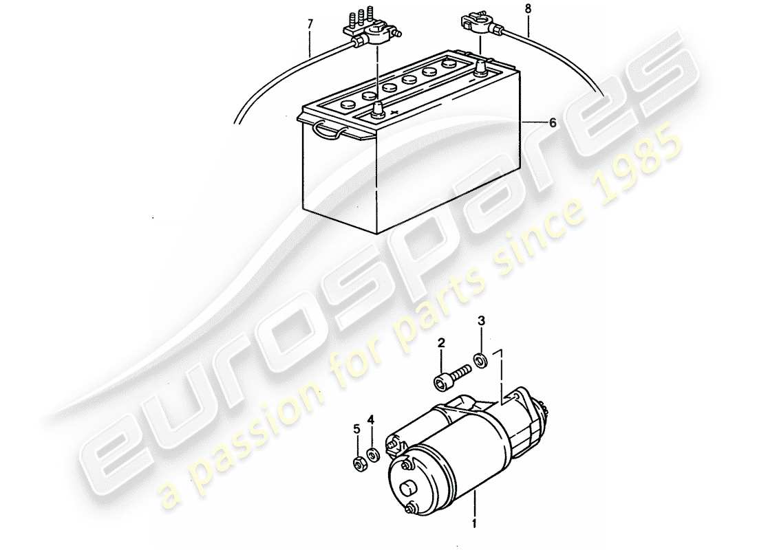 porsche 928 (1995) starter - battery part diagram