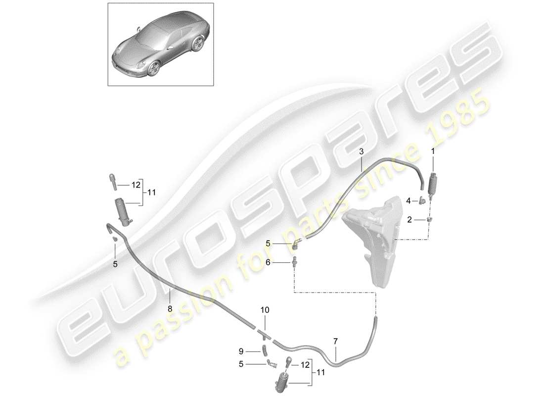 porsche 991 (2012) headlight washer system part diagram
