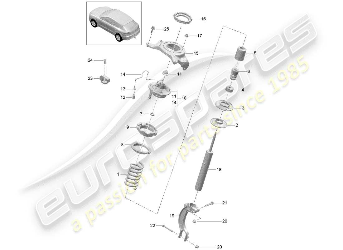 porsche macan (2017) steel spring suspension part diagram