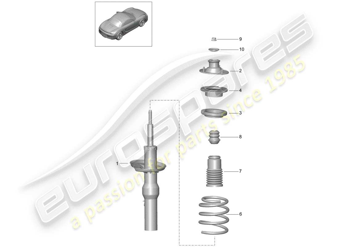 porsche boxster 981 (2015) shock absorber parts diagram