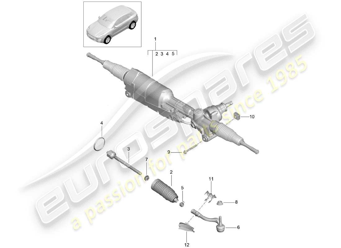 porsche macan (2014) steering gear parts diagram