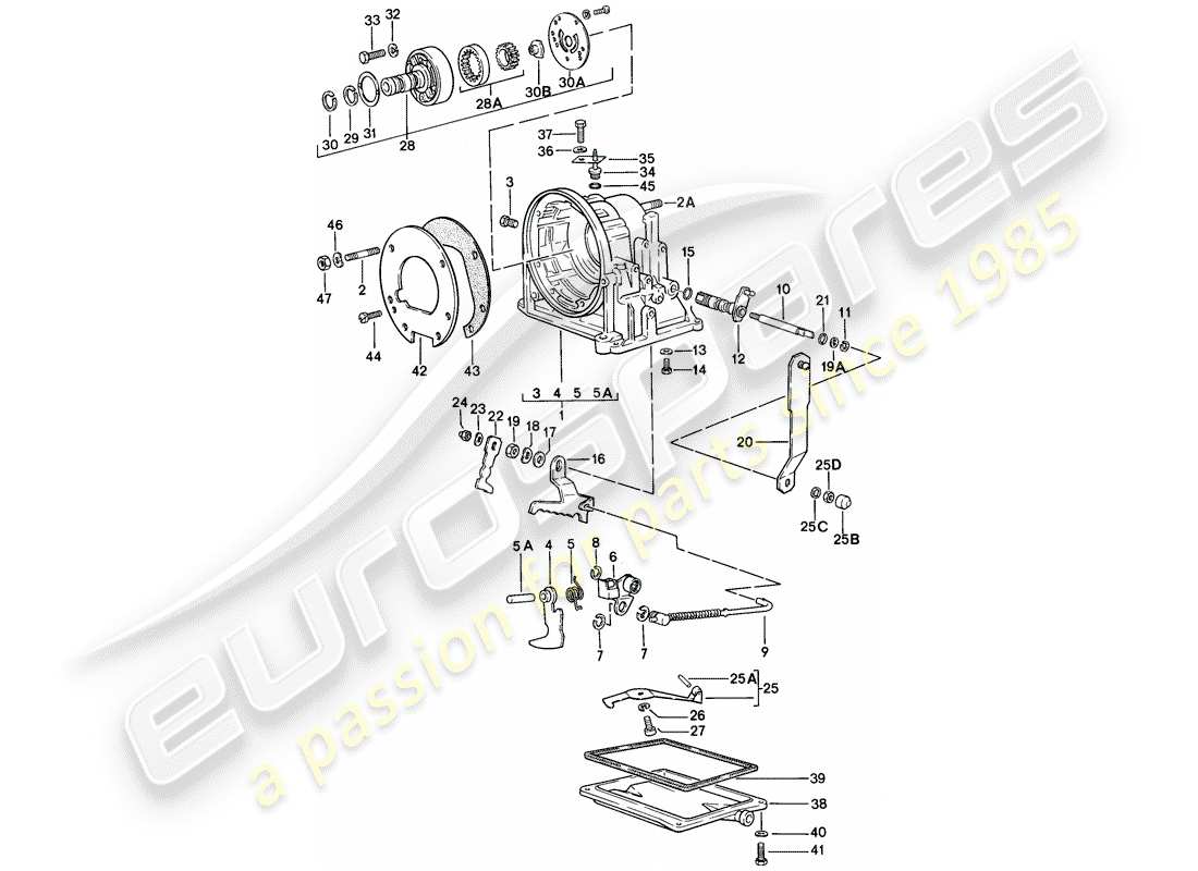 porsche 944 (1986) transmission case - automatic transmission parts diagram