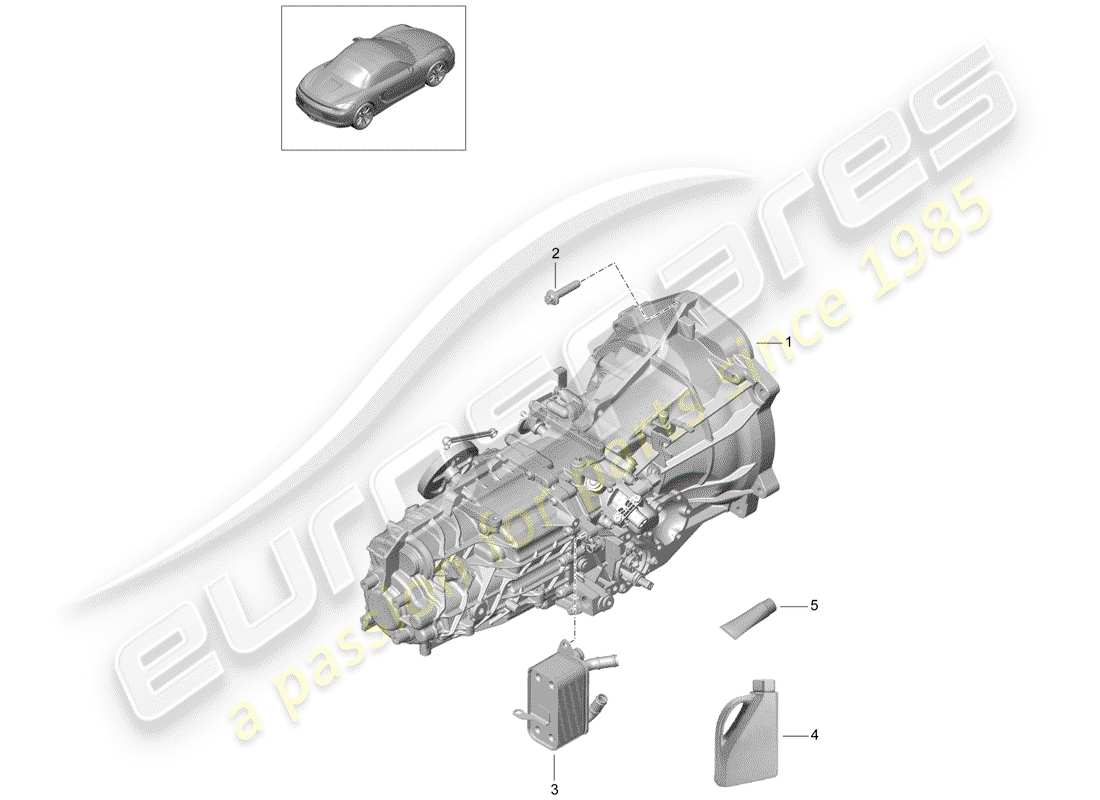 porsche boxster 981 (2015) manual gearbox parts diagram