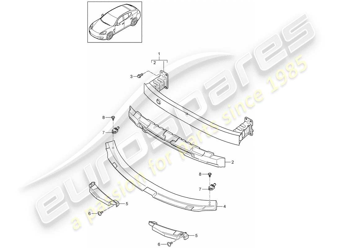 porsche panamera 970 (2016) bumper bracket part diagram