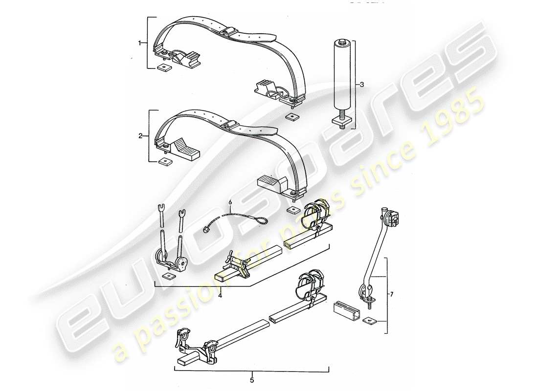 porsche 968 (1994) roof transport system part diagram