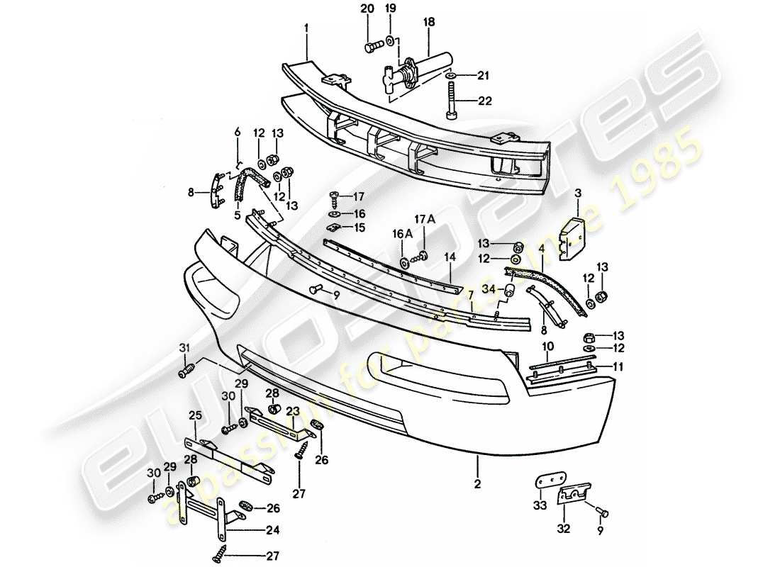 porsche 928 (1992) bumper parts diagram