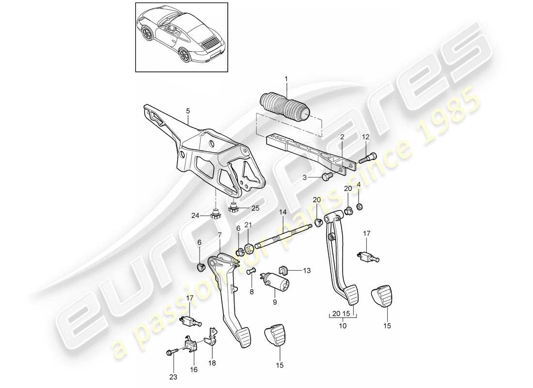 porsche 997 gen. 2 (2010) pedals part diagram