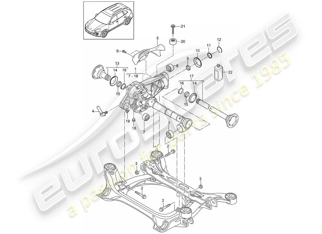 porsche cayenne e2 (2013) front axle differential part diagram