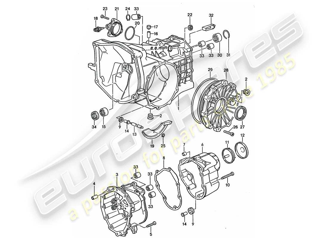 porsche 968 (1992) manual gearbox - replacement transmission - transmission case part diagram
