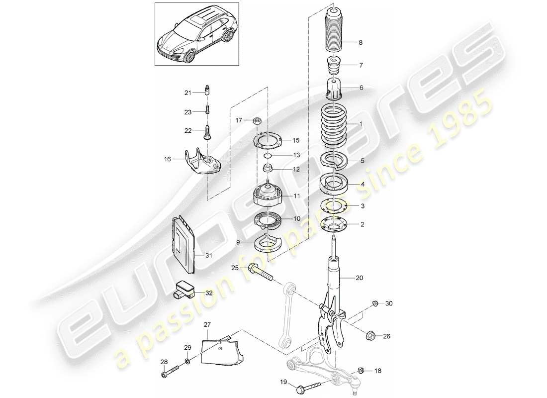 porsche cayenne e2 (2018) suspension part diagram