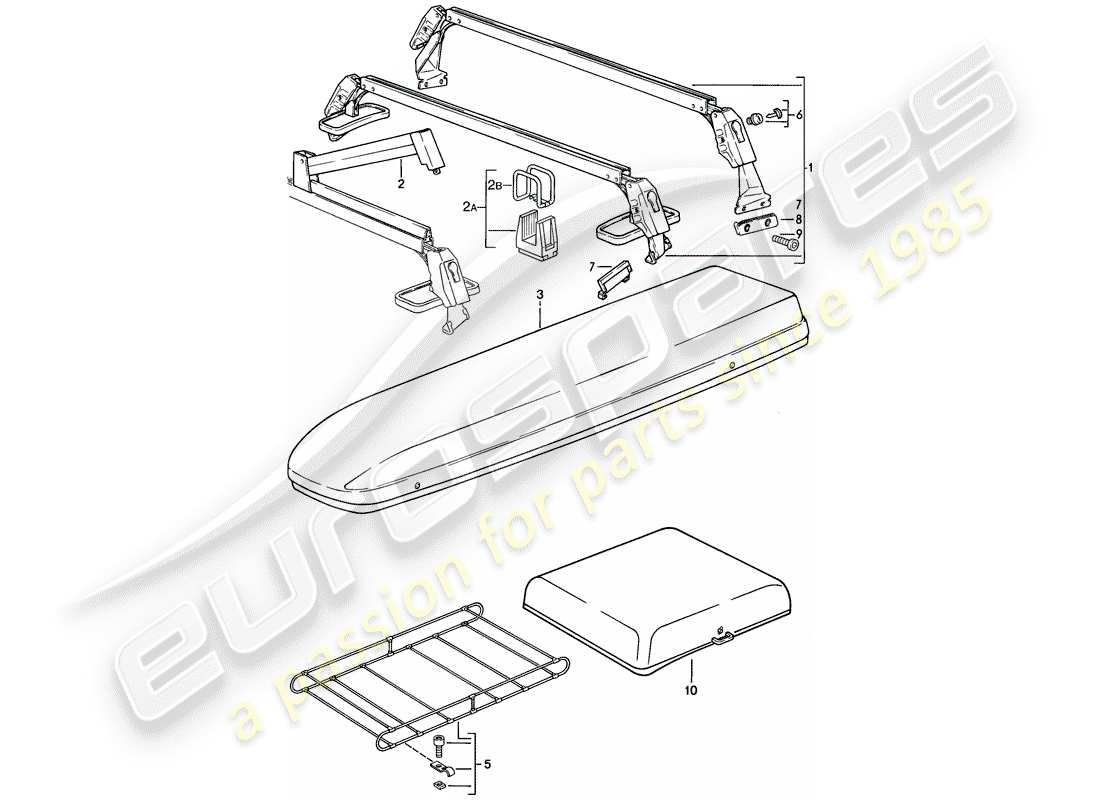 porsche 928 (1981) roof transport system parts diagram