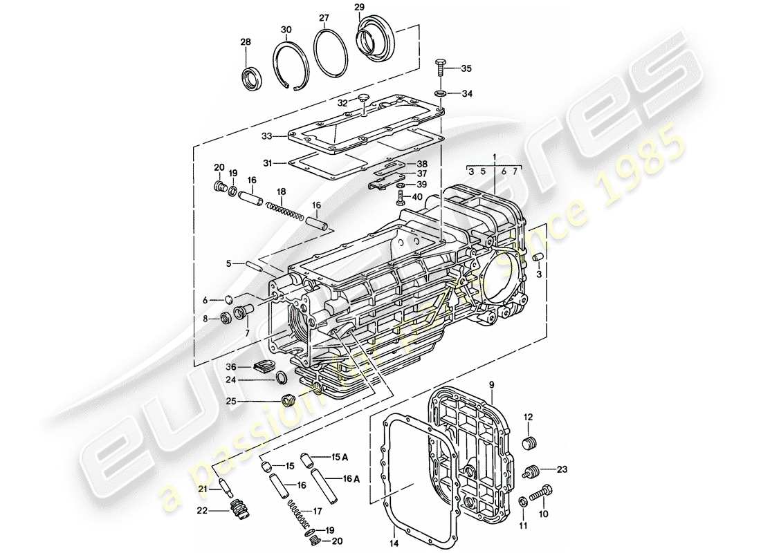 porsche 928 (1983) replacement transmission - transmission case - manual gearbox part diagram