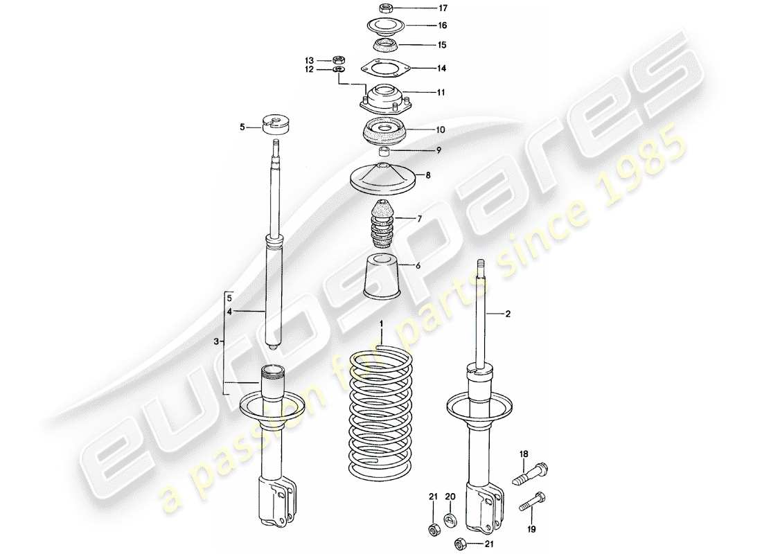porsche 924 (1984) suspension - vibration damper part diagram