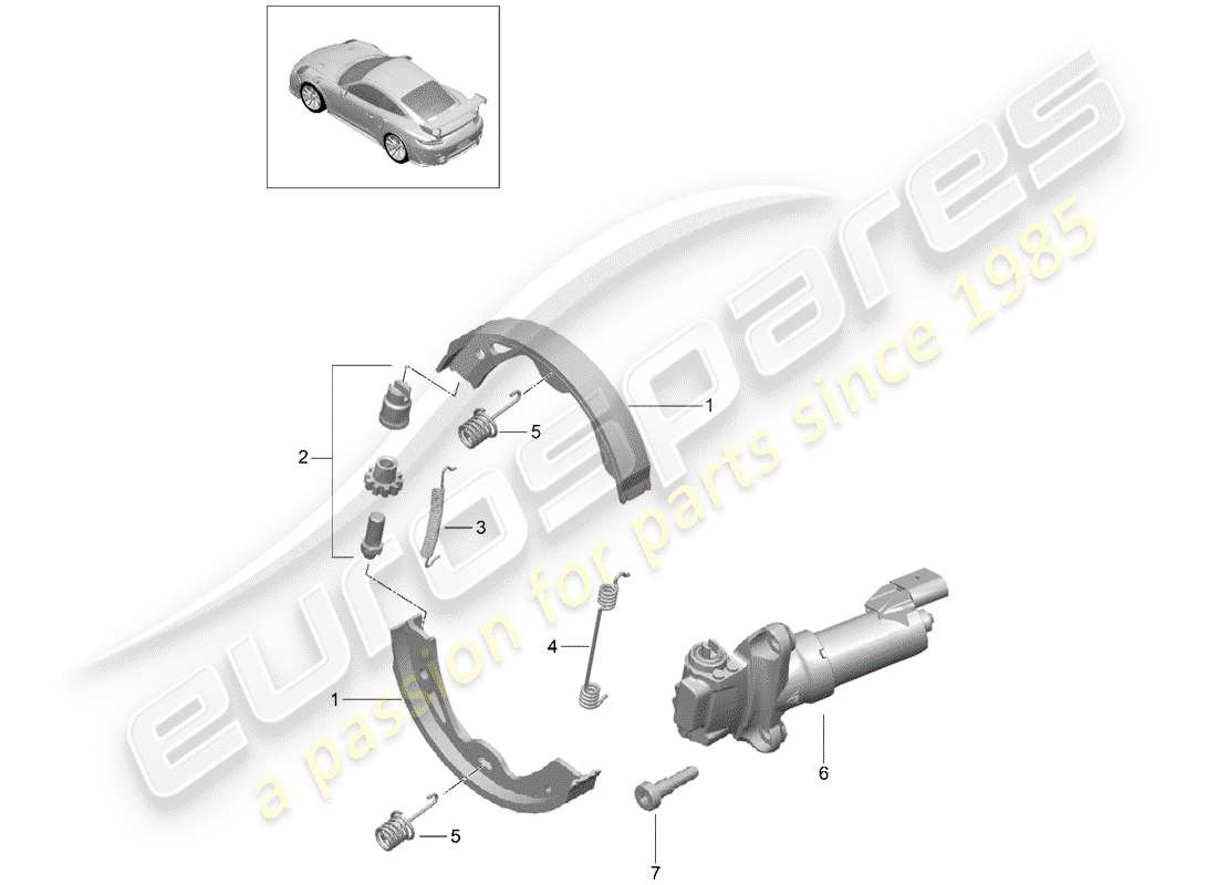 porsche 991 turbo (2020) parking brake parts diagram