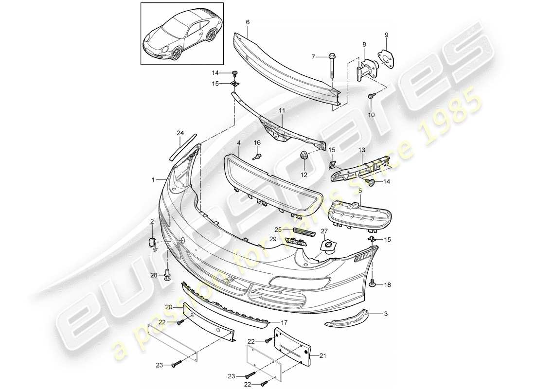 porsche 997 gen. 2 (2011) bumper parts diagram