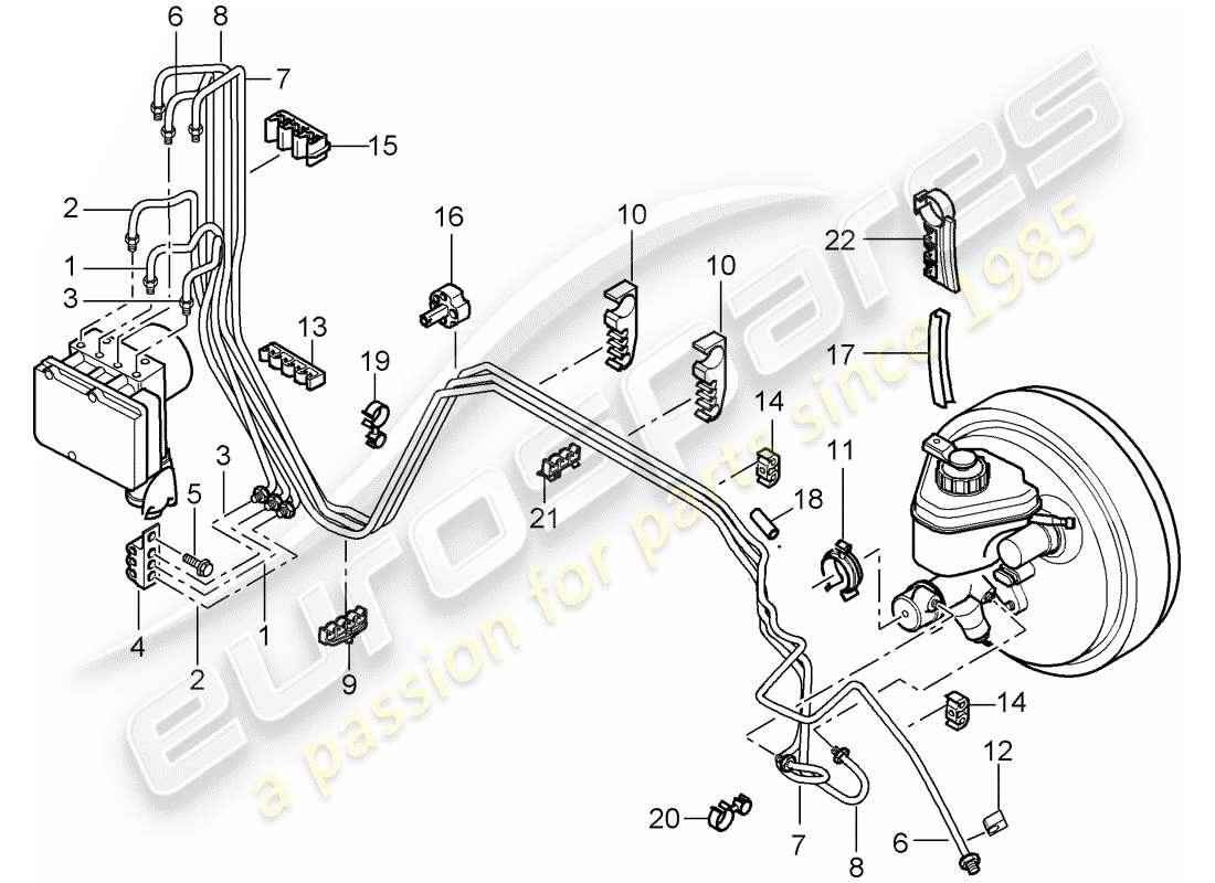 porsche cayenne (2003) brake line part diagram