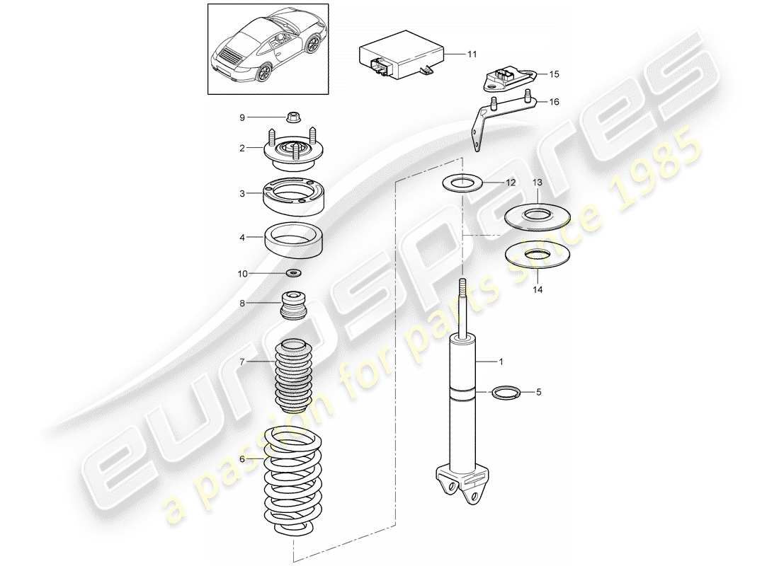 porsche 997 gen. 2 (2011) shock absorber parts diagram