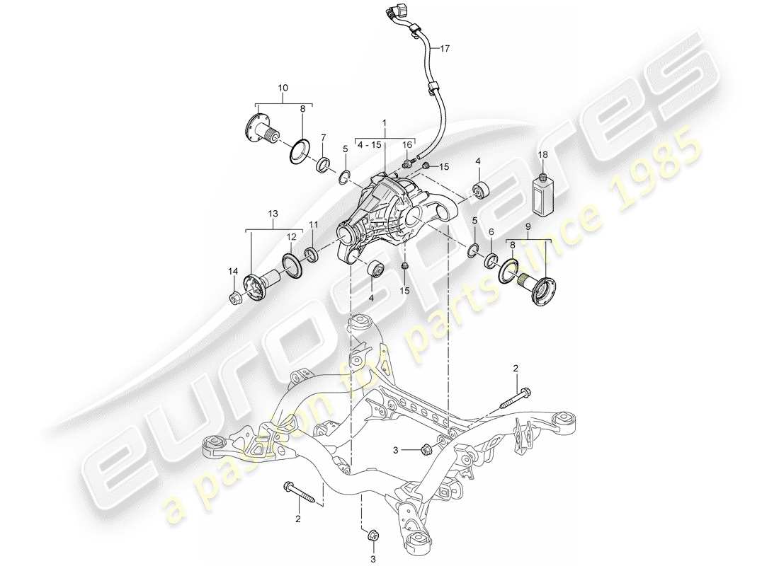 porsche cayenne (2003) rear axle differential part diagram