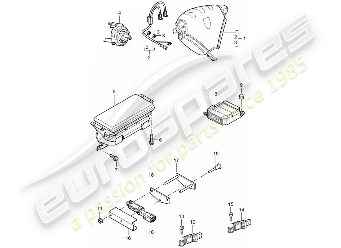 porsche cayenne (2003) airbag part diagram