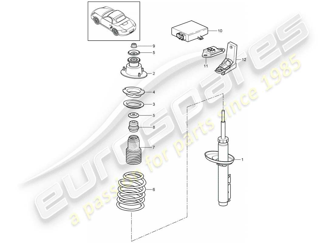 porsche boxster 987 (2011) shock absorber parts diagram