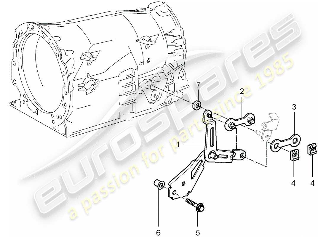 porsche 996 t/gt2 (2005) tiptronic - selector lever parts diagram