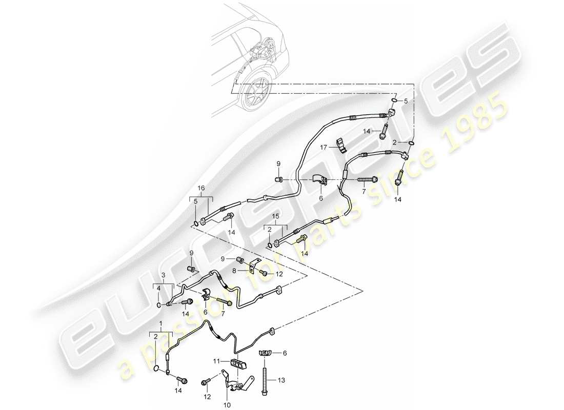 porsche cayenne (2007) refrigerant circuit part diagram