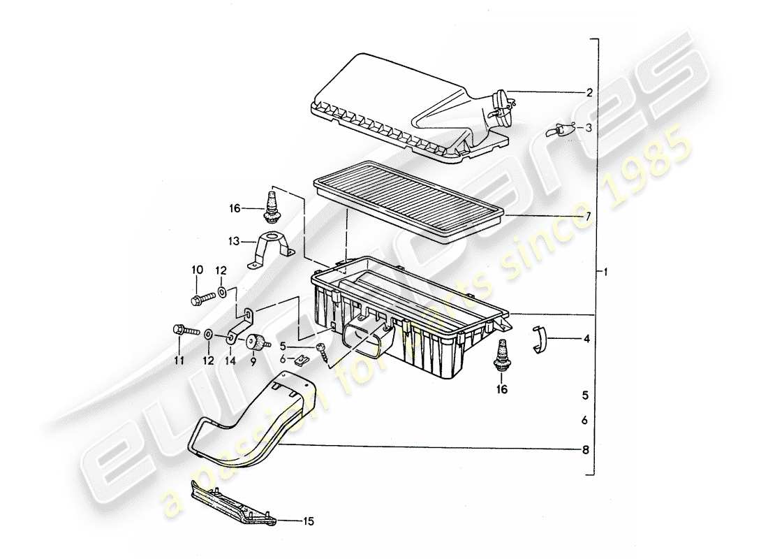 porsche 968 (1994) air cleaner part diagram