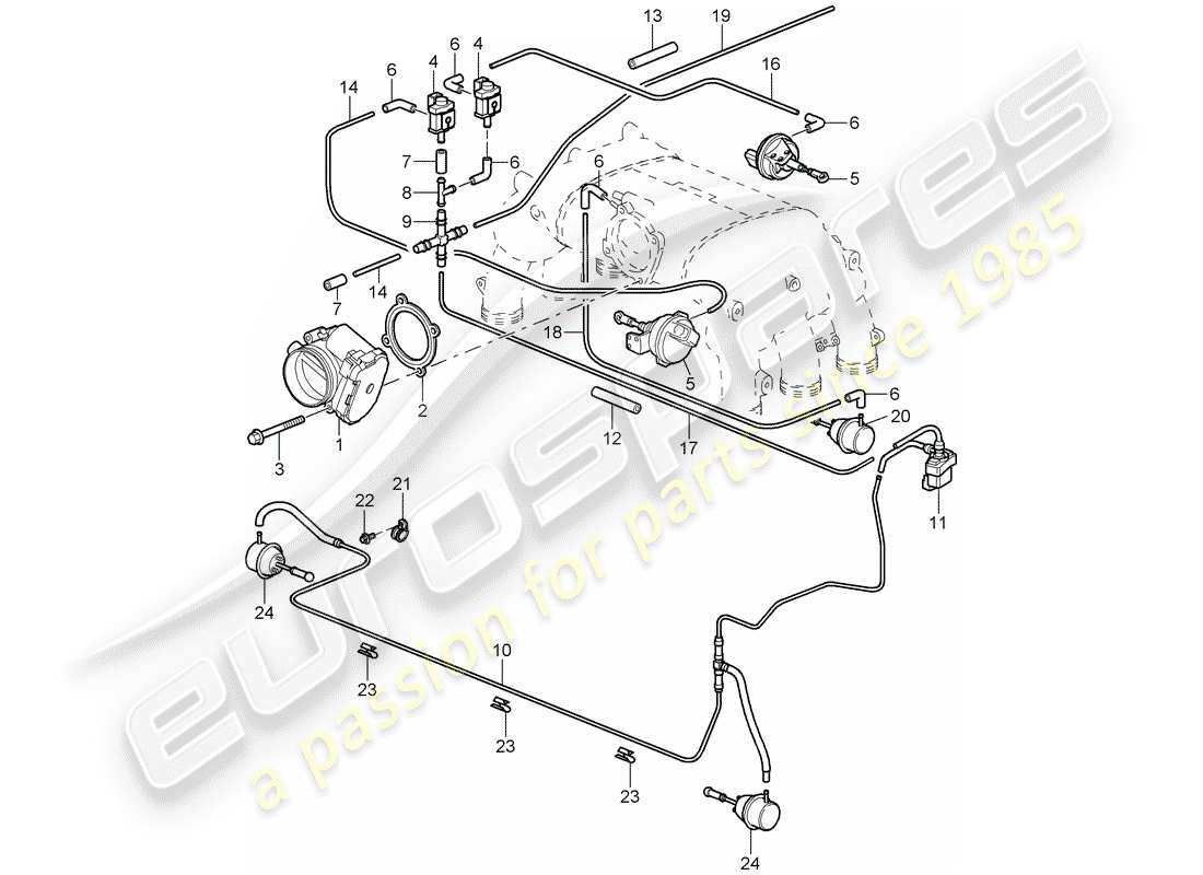 porsche 997 gt3 (2007) throttle body parts diagram