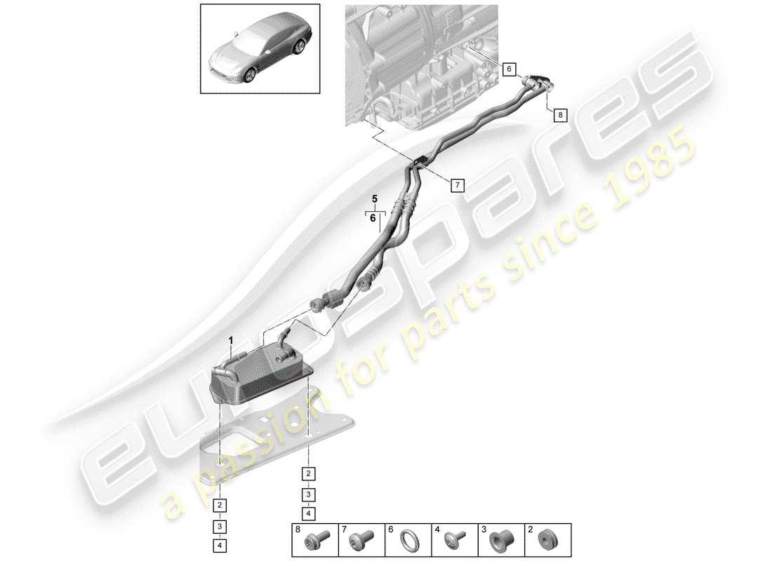 porsche panamera 971 (2019) gear oil cooler parts diagram