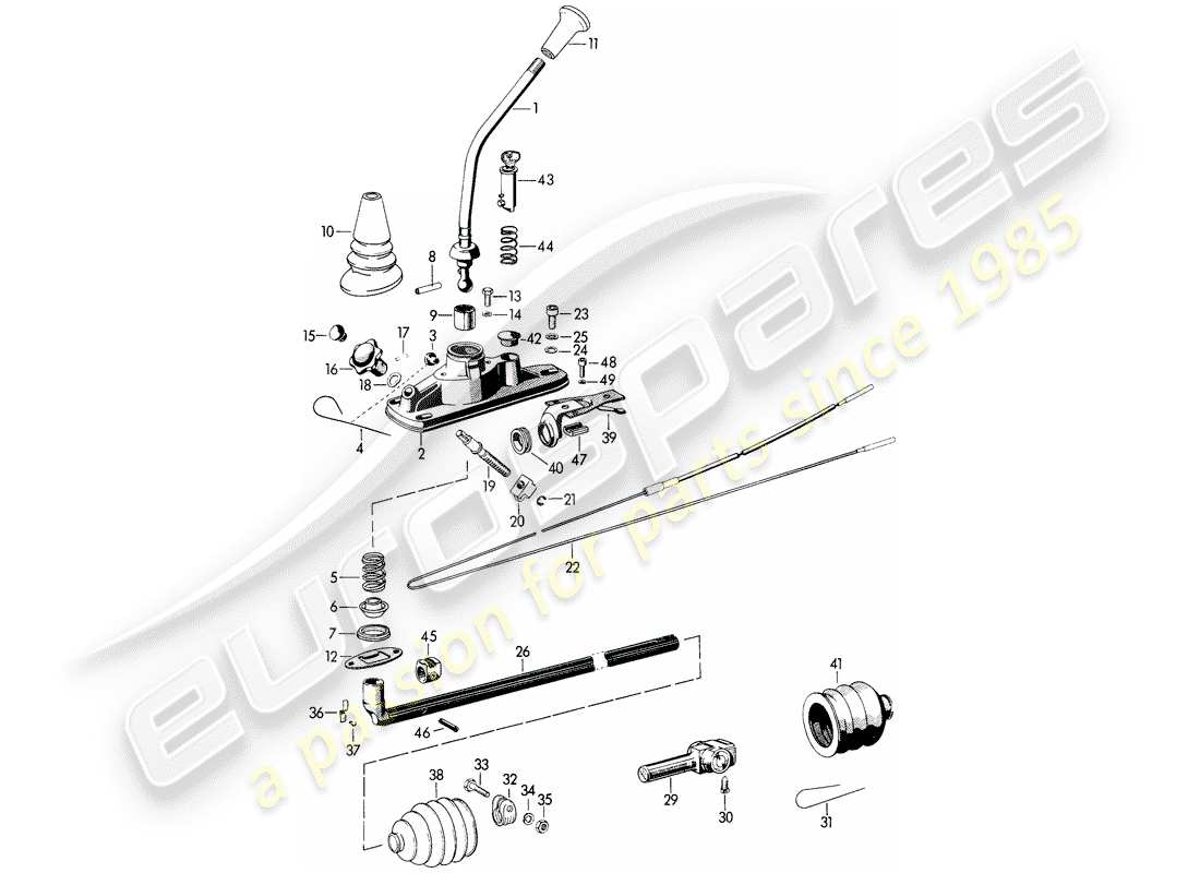 porsche 356b/356c (1960) transmission control part diagram