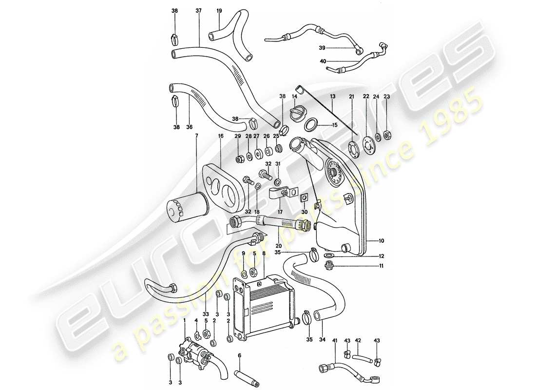 porsche 911 (1976) engine lubrication part diagram