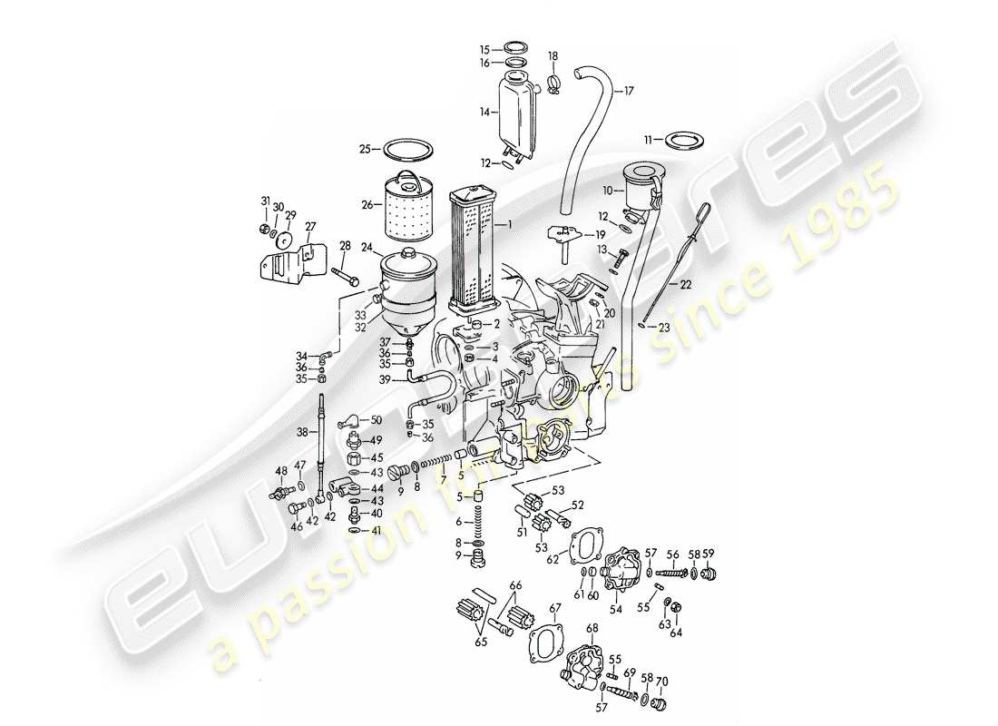 porsche 356b/356c (1963) engine lubrication part diagram