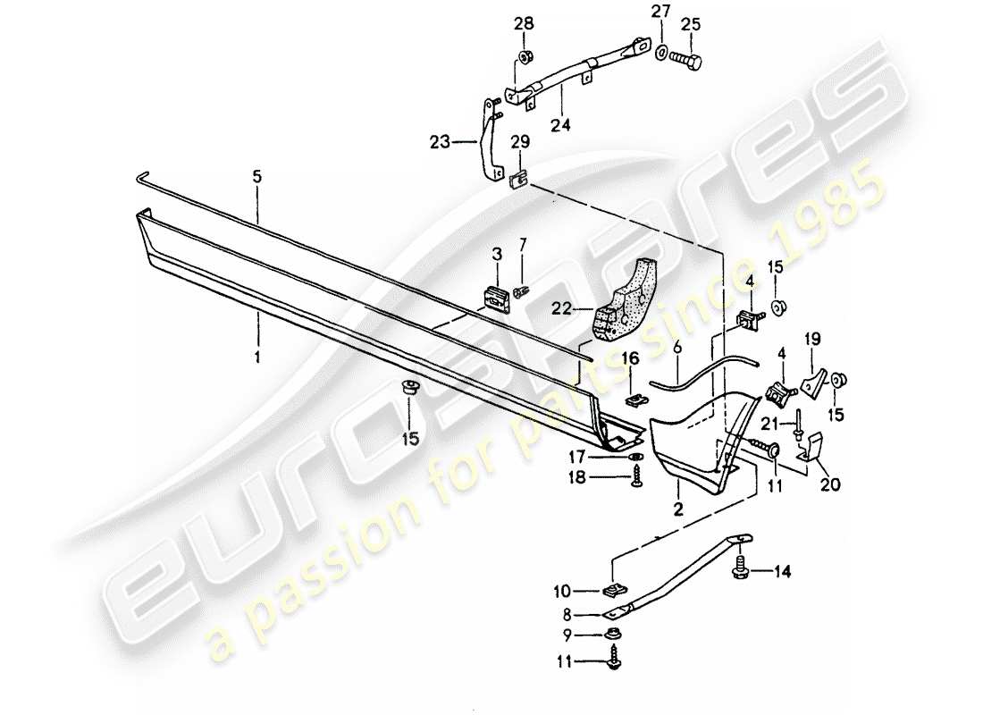 porsche 964 (1989) side member trim part diagram