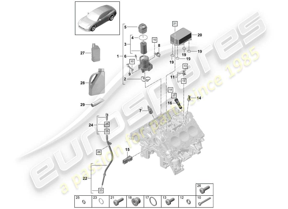 porsche panamera 971 (2019) oil filter parts diagram