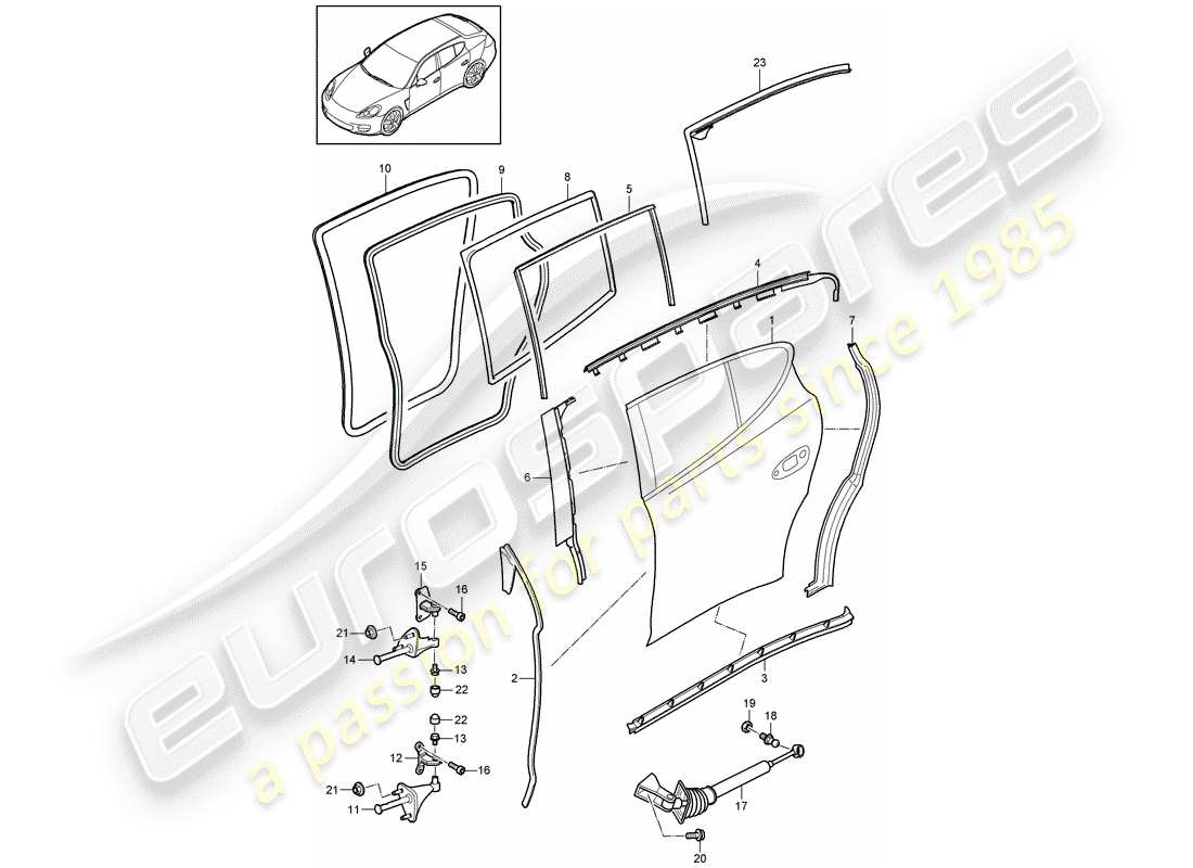 porsche panamera 970 (2016) door shell part diagram