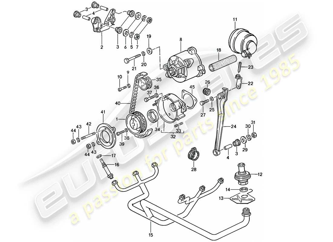 porsche 911 (1985) air injection part diagram