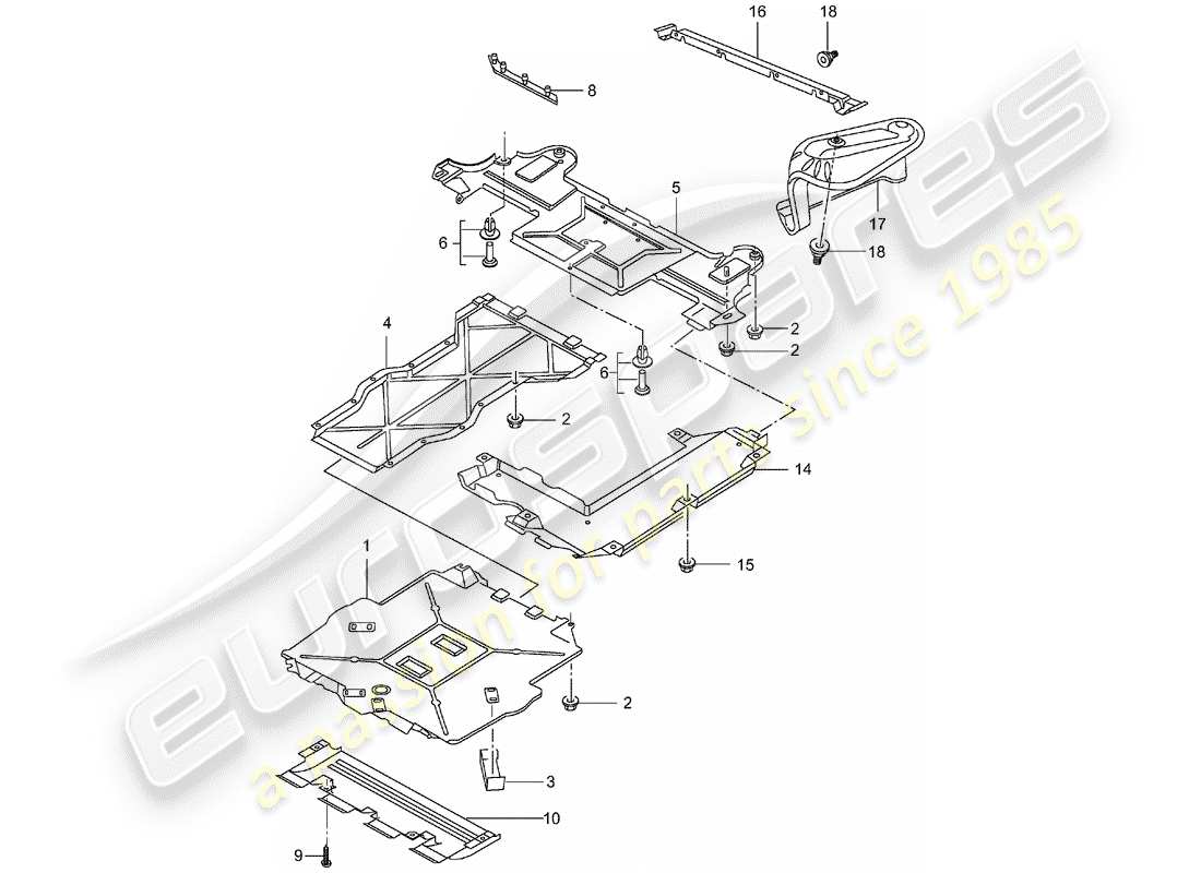 porsche 996 t/gt2 (2005) trims - for - underbody part diagram