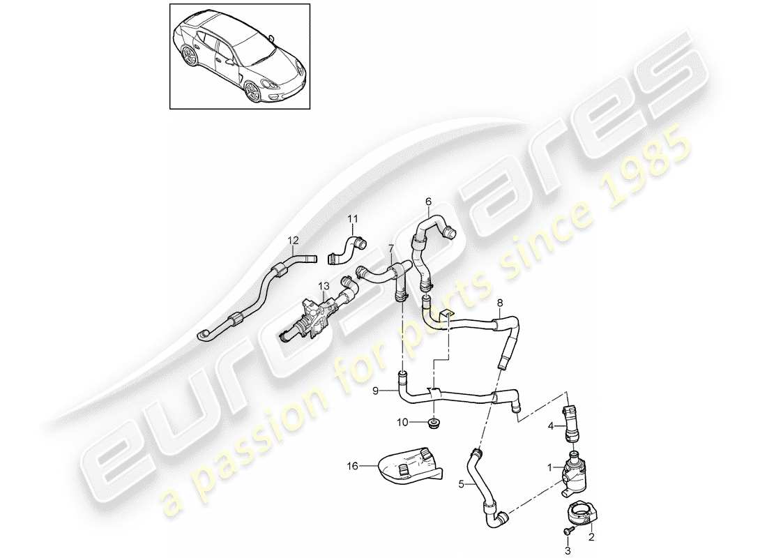 porsche panamera 970 (2016) hot air line part diagram