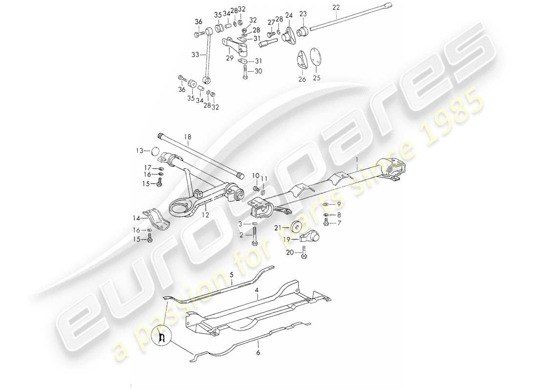 porsche 911 (1973) front axle - stabilizer part diagram