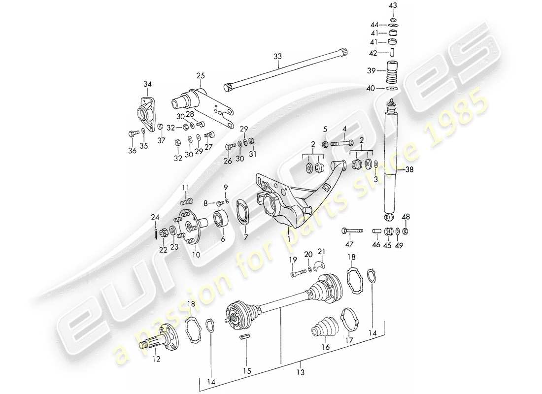 porsche 911 (1972) rear axle part diagram