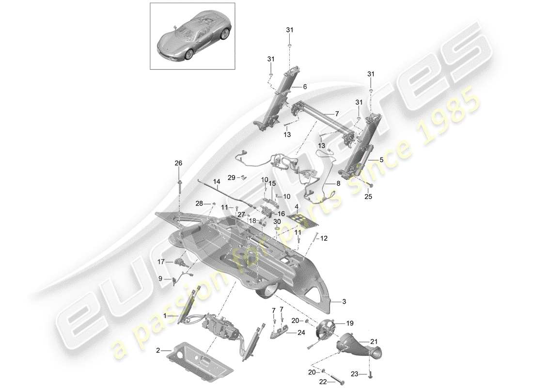 porsche 918 spyder (2015) drive unit for parts diagram